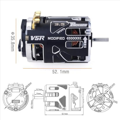 Rocket-RC 540 V5R Sensored Brushless Motor 6.5T 8.5T 10.5T 13.5T 17.5T 21.5T 25.5T for 1/10 1/12 Scale F1 Drift RC Racing Car (Black 4.5T Modified) - color: Black 4.5T MODIFIED