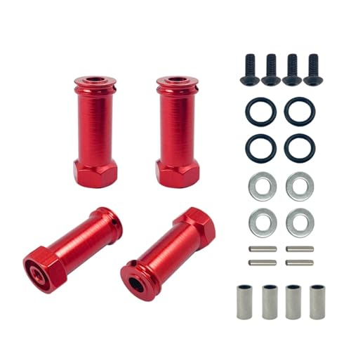 RC Car Accessories for Wltoys 12428-ABC 12429 12423-ABC 12423 1/12 rc Car Parts 12mm Aluminum Wheel Hex Hub Adapters Long 30mm Adaptor Extension Combiner Coupler - color: Red