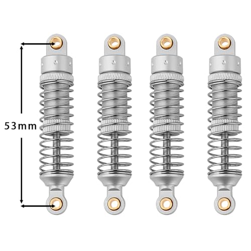 4PCS 53mm/59mm/66mm Aluminum Shocks Absorbers Oil Threaded Damper for 1/18 RC Crawler TRX4M TRX-4M Bronco Defender K10 Upgrade Parts,Silver Color Spring (53mm silver) - color: 53mm silver