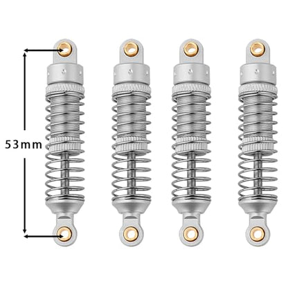 4PCS 53mm/59mm/66mm Aluminum Shocks Absorbers Oil Threaded Damper for 1/18 RC Crawler TRX4M TRX-4M Bronco Defender K10 Upgrade Parts,Silver Color Spring (53mm silver) - color: 53mm silver