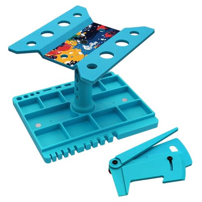 360 Degree Rotation RC Car Work Stand Lift Lower Repair Workstation with RC Car Ride Height Gauge for 1/10 1/12 1/14 1/16 Crawler Remote Control Car Truck Buggy, Blue - color: Blue