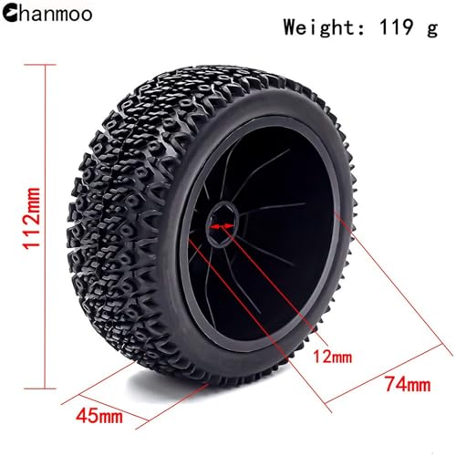 1/10 RC Short Course Truck Wheels and Tires with 12mm Hex 1:10 Scale Off Road Tyres for 1/10 RC Off-Road Car Traxxas TRX4 Slash Arrma Losi Tenacity Vkar 10sc Hpi RC Buggy Car 4PCS (A Tires) - color: A Tires