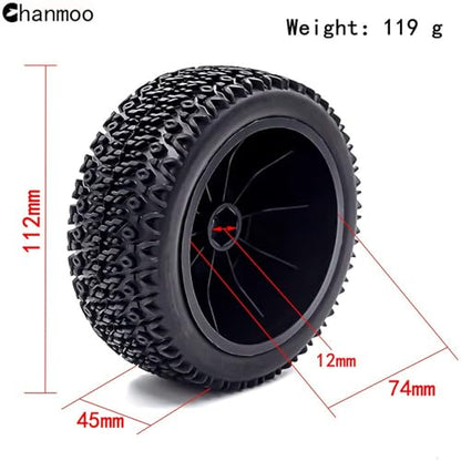 1/10 RC Short Course Truck Wheels and Tires with 12mm Hex 1:10 Scale Off Road Tyres for 1/10 RC Off-Road Car Traxxas TRX4 Slash Arrma Losi Tenacity Vkar 10sc Hpi RC Buggy Car 4PCS (A Tires) - color: A Tires