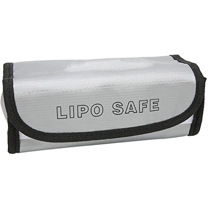 Fireproof Explosion Proof Lipo Battery Bag, Safety Storage Charging Pouch, High Tech Material Bag with Lithium Batteries, 190x75x80mm (Silver)