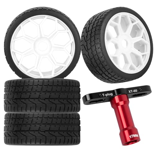 RC Wheels Tires for 1/8 Typhon 6S BLX,1/7 Infraction 6S BLX,Limitless,RC Highway Tires Wheels Soft Tires Truck Tire Highway Tires,White - color: White - (Rc Wheels Tires)