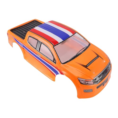 1/10 Scale RC Car Body Shell, Painted Polycarbonate Truck Body Flag Pattern for 26cm Wheelbase RC Cars Trucks (Orange) - color: Orange