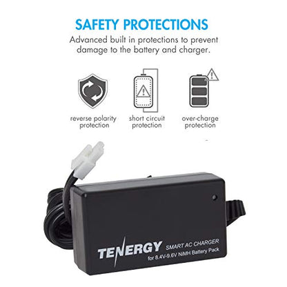 Tenergy Airsoft Battery 8.4V 1600mAh NiMH Stick Style Batteries w/Mini Tamiya Connector, Replacement Battery for Airsoft Rifle AEG Guns + 8.4V-9.6V NiMH Battery Charger - size: Battery Pack + Charger