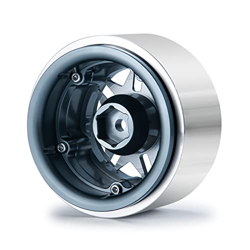 Benedict Harry 4PCS Aluminum 2.9" Beadlock Wheel Hub Rim for 1/6 TRX-6 RC Crawler Car Upgrades (Titanium)