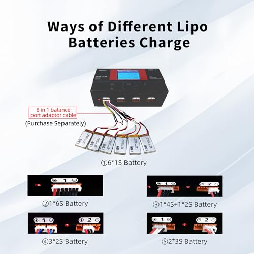 Radiolink CB86-PLUS RC Lipo Balance Smart Charger Discharger 8 Charging Ports 1S-6S 162W 6A with Power Supply Fast Charging, Battery Capacity Recovery Cycle Trickle for Li-Po/Li-Ion/Li-Fe/LiHV Battery