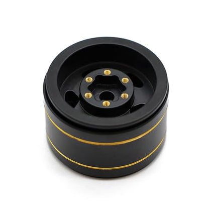 1.0” Brass Beadlock Wheels, -6.35mm Offset CNC Rims for 1/18 1/24 RC Crawler TRX4M, Axial SCX24 AX24, Redcat Ascent-18, FMS FCX24, 4 pcs, Black
