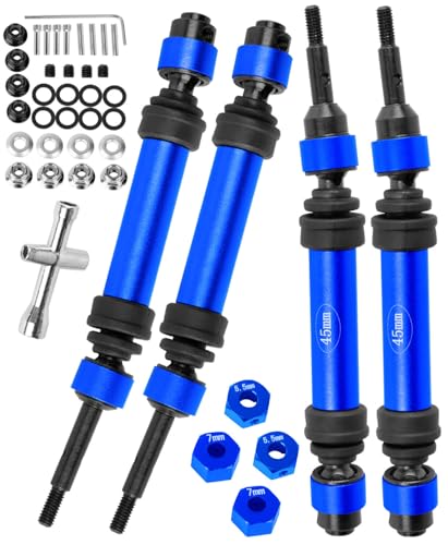 RC Drive Shaft CVD Axles Upgrades Part for 1/10 Slash VXL 4X4,Rustler VXL 4X4,Stampede VXL 4X4,#45 Steel Front Rear Driveshaft with Hex,Navy Blue - color: Blue - Upgrades Part