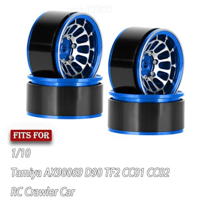 RC 1.55 Beadlock Wheels Rims for 1/10 Tamiya AX90069 D90 TF2 CC01 CC02 RC Crawler Car,4Pcs Aluminum Alloy Rims,Navy Blue - color: Navy Blue - (1.55 Beadlock Wheels)