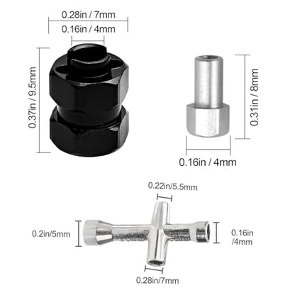 4 Pieces Aluminum Extended 7mm Hex Wheel Hubs 8mm Thick Wheel Spacers Offsets for Axial SCX24 AXI90081 Deadbolt AXI00002 Jeep Wrangler, AXI00001 C10, AXI00004 (Black) - color: Black