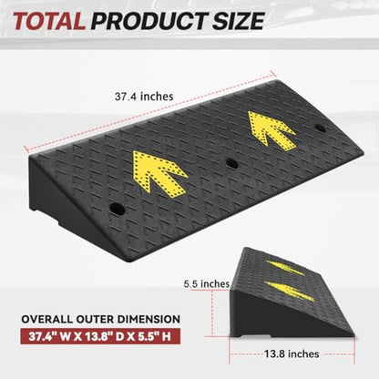 Rubber Curb Ramp 5.5" Rise Height, Arrow Patterned Sidewalk Curb Ramp for Forklift Truck Bus Car SUV, Driveway Curb Ramps for Low Profile Car, Threshold Bridge Ramp for Warehouse Garage - size: 5.5" Rise Arrow