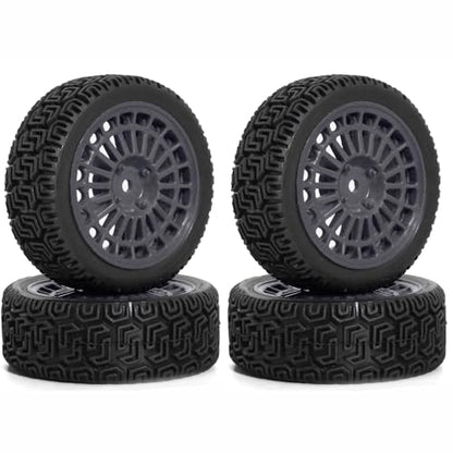 1/10 RC On-Road tires 68mm Rally Car Tire and Plastic Wheels 12mm Hex good drifting power for 1/10 RC On-Road Touring Drift Car HPI Kyosho FAZER MK2 HSP Tamiya XV01 TT01%t054+1 (Grey) - color: Grey