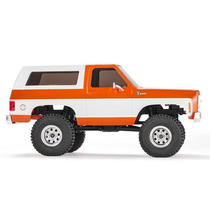 FCX24S FMS 1/24 K5 S Chevy Blazer RC Crawler Officially Licensed, Mini RC Car Pick Up Truck & SUV 2 in 1, 4WD 8km/h 2 Speeds Switch, Off-Road RC Model with LED Lights for Adults (Orange) - color: Orange