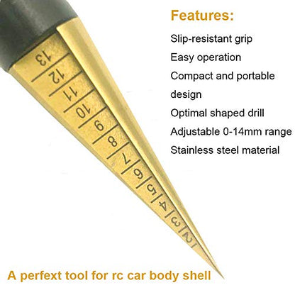 Body Reamer 0-14mm Hole Puncher w/Sleeve & Curved Scissors Set for RC Car Bodyshell Hobby Tools