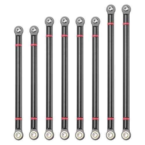 MECCANIXITY 8pcs Wheel Base Link Rod Linkage Aluminum Alloy 313mm Wheel Base Upper Lower Link Rod Chassis Linkage for SCX10 1/10 RC Car Crawler Upgrade Parts,Black - color: Black