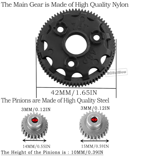 RC Gears Upgrades Part for 1/10 Slash/Stampede/Bandit/Rustler 2WD VXL,Diff Transmission Gear &48P 76T w/25T 27T Pinions &Pressure Plate &Slipper Clutch &Slipper Rebuild Kit Hops Up,Navy Blue - color: Navy Blue(1set)