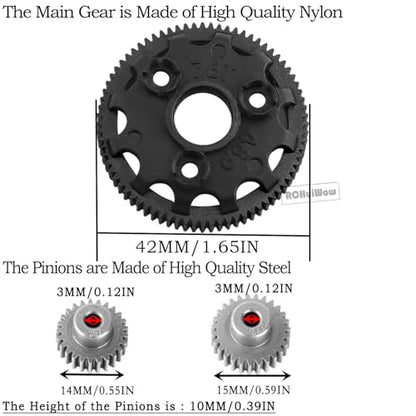 RC Gears Upgrades Part for 1/10 Slash/Stampede/Bandit/Rustler 2WD VXL,Diff Transmission Gear &48P 76T w/25T 27T Pinions &Pressure Plate &Slipper Clutch &Slipper Rebuild Kit Hops Up,Red - color: Red(1set)