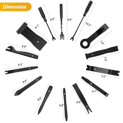 GOOACC 102Pcs Trim Removal Tool, Auto Push Pin Nylon Bumper Retainer Clip Set Fastener Terminal Remover Tool Round Handle Crowbar Kit Car/Radio Panel, Black - color: 102Pcs Clips+ Remover Black