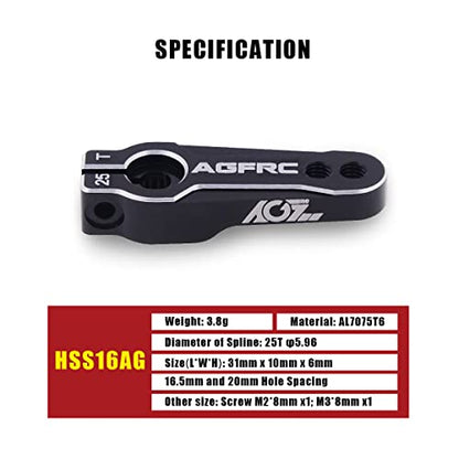 AGFRC 25T Metal Servo Horn for 1/10 1/8 Scales RC Models (HSS16AG)