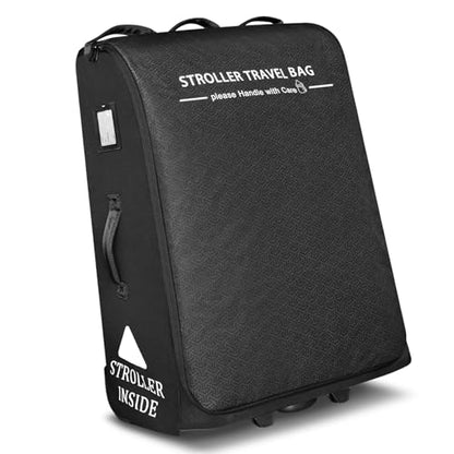 RAYMACE Padded Stroller Travel Bag for Airplane with Wheels | Fits to UPPAbaby Vista V2 V3, Cruz V2 V3,Travel Safe Protection Storage Bag, Patterned Design, Black