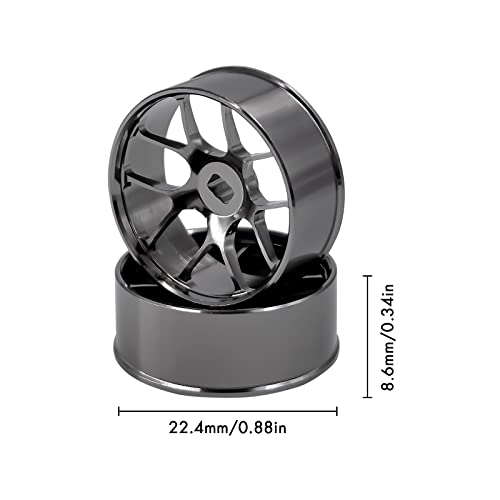 4Pcs Metal 1/24 1/28 RC Car Drift Wheels, [2N+2W] 22mm 1/28 RC Car Drift Hubs for Mini-Z BBS Mini-Q HGD1 Mini-D DRZ Wltoys K969 K989 Rc Car Upgrade Parts (2.5 Degree, Titanium) - color: Titanium, size: 2.5 Degree