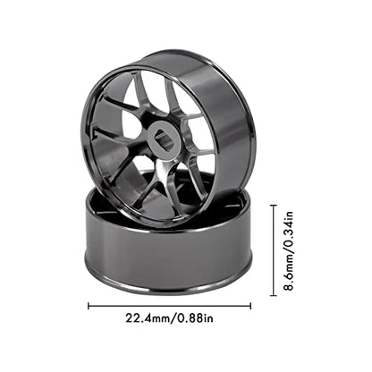 4Pcs Metal 1/24 1/28 RC Car Drift Wheels, [2N+2W] 22mm 1/28 RC Car Drift Hubs for Mini-Z BBS Mini-Q HGD1 Mini-D DRZ Wltoys K969 K989 Rc Car Upgrade Parts (1.5 Degree, Titanium) - color: Titanium, size: 1.5 Degree