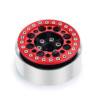 4pcs 2.2inch Aluminum RC Beadlock Wheel Replacement Ring for 1/10 RC Crawler Car 2.2" Wheels Rim (Red) - color: Red