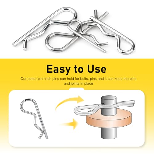 80 PCS Cotter Pin Assortment Kit, 6 Sizes 304 Stainless Steel Hitch Pin Clips, Heavy Duty Retaining Pins for Hitch Lock System, Trucks & Engine Repair