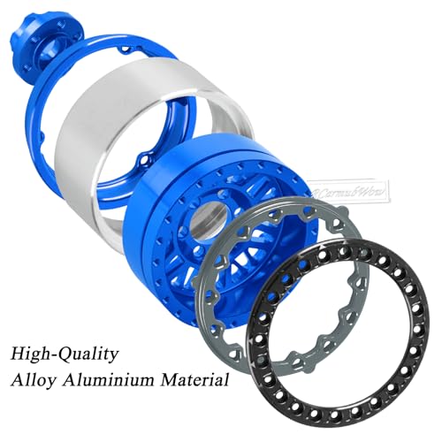 RC 1.9" Beadlock Wheel 1.9 Beadlock Tire for 1/10 SCX10 90046 AX103007 SCX10 II III TRX4 6 Gen7 8 RC Crawler,Alloy 1.9 rc Wheels and Tires Rubber Tires 1.9 Rims w/Wheels Ring,Navy Blue - color: Navy Blue(4pcs)