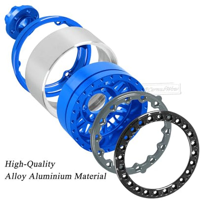 RC 1.9" Beadlock Wheel 1.9 Beadlock Tire for 1/10 SCX10 90046 AX103007 SCX10 II III TRX4 6 Gen7 8 RC Crawler,Alloy 1.9 rc Wheels and Tires Rubber Tires 1.9 Rims w/Wheels Ring,Navy Blue - color: Navy Blue(4pcs)