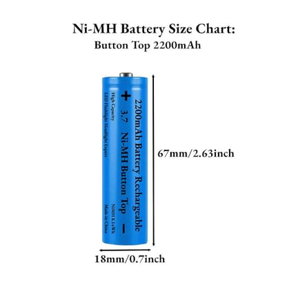 3.7 USB Battery Charger with 2 Pack 3,7 2200mAh Button Top Battery Ni-MH, 2 Bay LCD Display Smart Universal USB Battery Chargers for Flashlights,Headlamps,Doorbells,RC Cars,Outdoor Garden Lights,etc