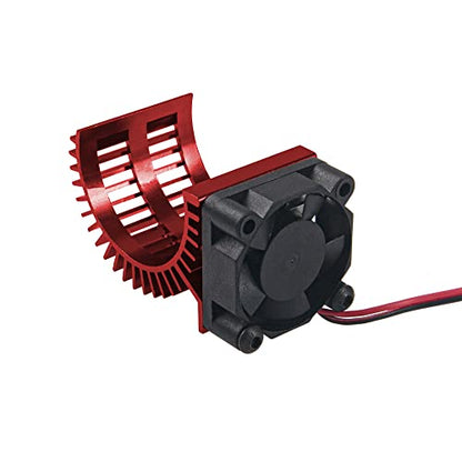RC Motor Heatsink 540 545 550 Brushless Brushed Electric Engine Heat Sink with 5-6V Cooling Fan Compatible with Traxxas HSP HPI Wltoys Himoto Axial Tamiya 1/10 RC Crawler Truck Car (Red) - color: Red