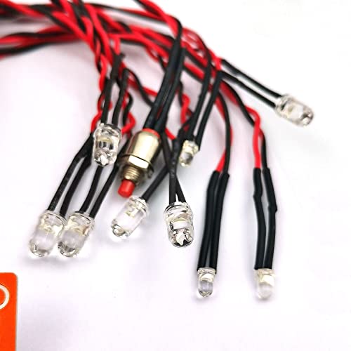 FainWan Rc Car Headlights Taillight Rc Truck Led Lights Flashing Light Lamp 12 LED 5 Operation Modes Compatible with 1/10 Rc Trucks, Crawler, Off-Road, Sport Racing