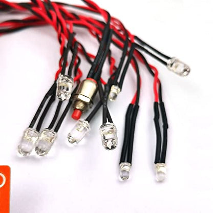 FainWan Rc Car Headlights Taillight Rc Truck Led Lights Flashing Light Lamp 12 LED 5 Operation Modes Compatible with 1/10 Rc Trucks, Crawler, Off-Road, Sport Racing