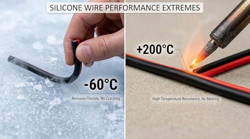 EvZ 20 AWG Silicone Wire, 33ft 20 Gauge 2 Conductor Parallel Wire, Ultra Flexible Tinned Copper 2 Pin Red Black Hookup Wire, High Temp 200°C 600V Electric Cable for LED Strips, RC, DIY Projects - size: 20AWG