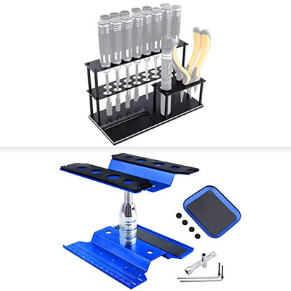 Aluminum RC Car Work Stand w/Screw Tray & RC Screwdriver Organizer for RC Car Crawler Monster Truck Buggy
