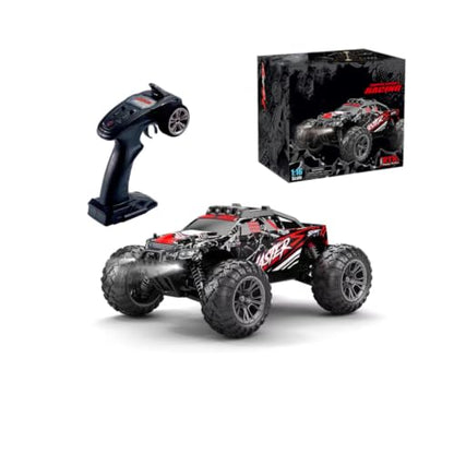 1/16 Scale 4WD RC Monster Truck RTR, 2.4GHz Proportional Off-Road Car | Oversized Off-Road Tires, Metal Shocks, 33KM/H High Speed, Waterproof Design, All Terrains Driving, Gift for Adults