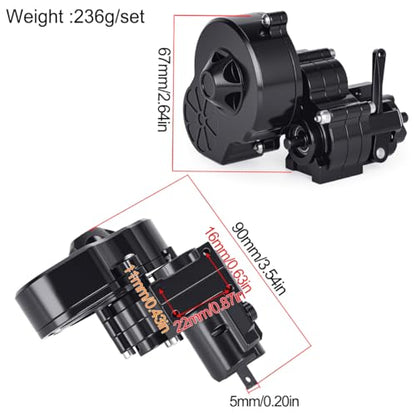 Complete Transmission Cutoff Gearbox with Dig Gear for SCX10 AX10 Wraith | CNC machined Aluminum alloy housing.Direct fit for 1/10 RC Axial SCX10.Upgrade stock gearbox for smoother crawl. - color: Black
