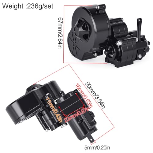 Complete Transmission Cutoff Gearbox with Dig Gear for SCX10 AX10 Wraith | CNC machined Aluminum alloy housing.Direct fit for 1/10 RC Axial SCX10.Upgrade stock gearbox for smoother crawl. - color: Titanium