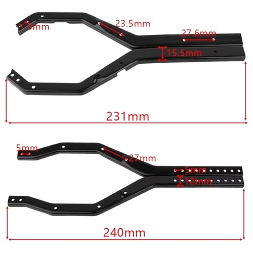 for Axial for SCX10 III for Gladiator for Wrangler 1/10 Heavy Duty Wheelbase Adjustable Metal for Chassis Frame Rail Set RC Crawler Upgrade Part RC Car DIY Parts(Black) - size: Black
