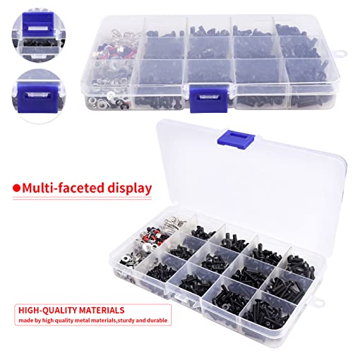 532pcs RC Screw Kit Universal Metal Hardware Fasteners Assortment Set with Screw Tray for 1/8 1/10 1/12 1/16 Scale Traxxas Axial Arrma Redcat Losi HPI RC Cars Trucks Crawlers