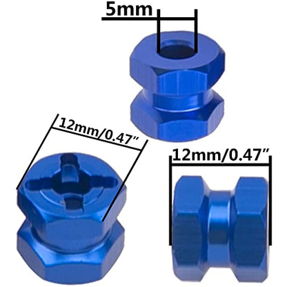 12mm Hex Wheel Hubs RC Hex Hub Drive Adapter Thickness 12mm Offset Extension Compatible with Axial SCX10 90046 D90 Tamiya MST 1/10 RC Crawler Car (Blue) - color: Blue