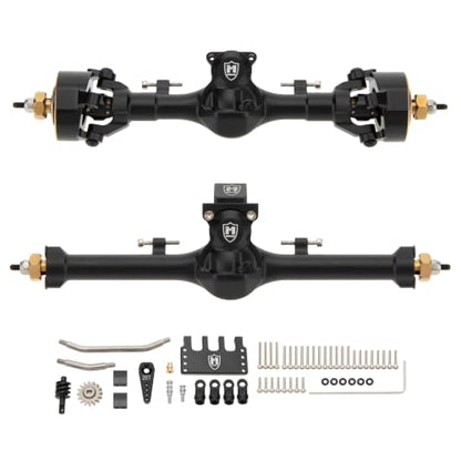 MEUS RACING SCX24 Metal V3 Isokinetic Axles +9MM with 3-Section CVD for Axial 1/24 SCX24 - color: Black
