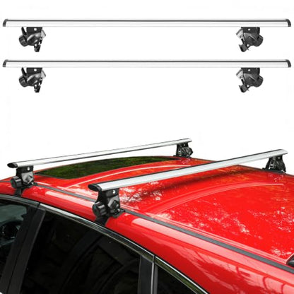 Universal Roof Rack Cross Bars 51" (1.3m) - Heavy Duty 440lbs Capacity Car Top Rails for Naked Roof (No Side Rails) - Aerodynamic Aluminum Alloy with 4-Claw Hooks, Silver