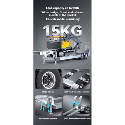 1/14 Semi-Trailer Flatbed for 1/14 6x4 RC Heavy-Duty Cargo Tractor Truck RC Semi-Trailer Truck, Non-Powered Semi-Truck Flatbed Low Bed Trailer Construction Vehicle Gift - style: 1/14 Semi-Trailer Flatbed
