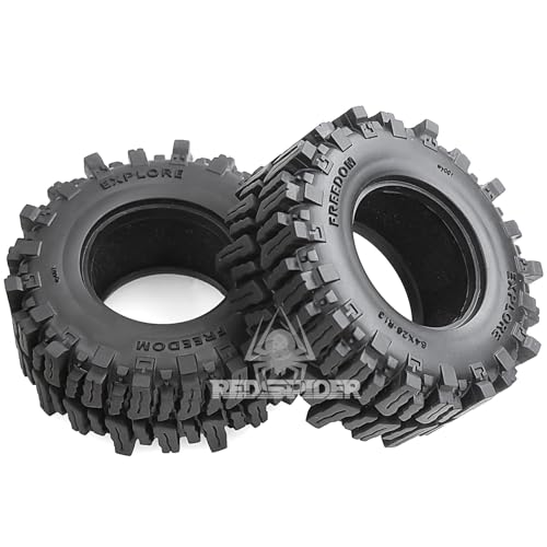 REDSPIDER RC 1.3inch Crawler Tires 64mm * 26mm Mud Slingers X Super Soft Sticky Tyres For RC 1/24 1/18 Scale Crawler TRX4M SCX24 FCX24 FCX18 (Tire) - color: Tire