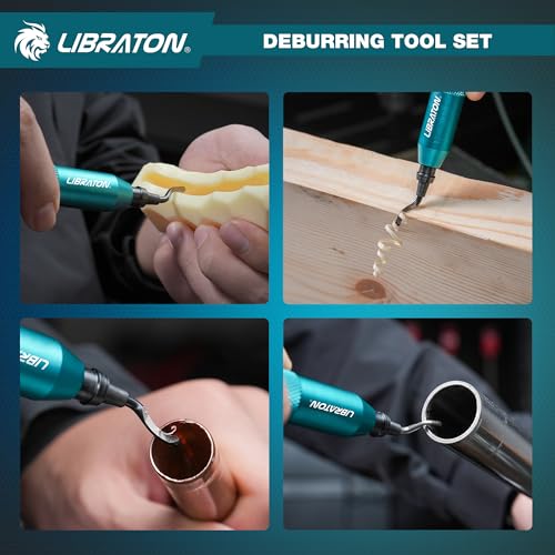 LIBRATON Deburring Tool 3d Printing, Countersink Chamfering Reamer Tool | 360 Degree Swivel Deburring Tool for Metal, Resin, PVC, Copper, Plastic, Wood, Deburring Tool 3d Printing with 10 HSS Blades